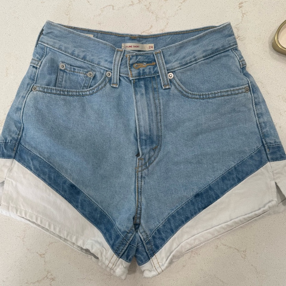 Levi's Blue and White Jean Shorts